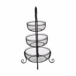 LITTON LANE New Traditional 3-Tier Black Wrought Iron Decorative Basket Tray Stand thumbnail 2