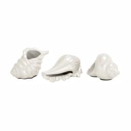 LITTON LANE Coastal Living White Ceramic Seashell Decor Set of 3 - Pearlescent Porcelain Sculptures thumbnail 2