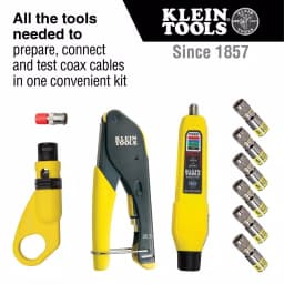 Klein Tools Coax Installation and Testing Kit with Universal F-Compression Connectors thumbnail 2
