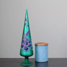 Northlight 15 in. Regal Peacock Green Glass Finial Christmas Tree Topper with Teal, Purple, and Blue Glitter Gems thumbnail 2