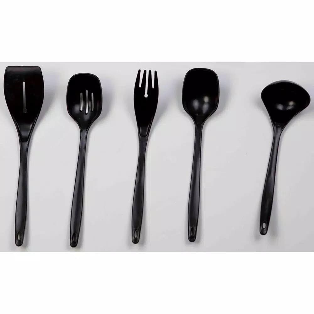 Home Basics 14-Piece Kitchen Tool Set with Revolving Storage Crock, Black
