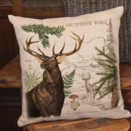 Heritage Lace Lodge Hollow Natural Elk Animal Print Rustic Throw Pillow, 18 x 18 in. thumbnail 1