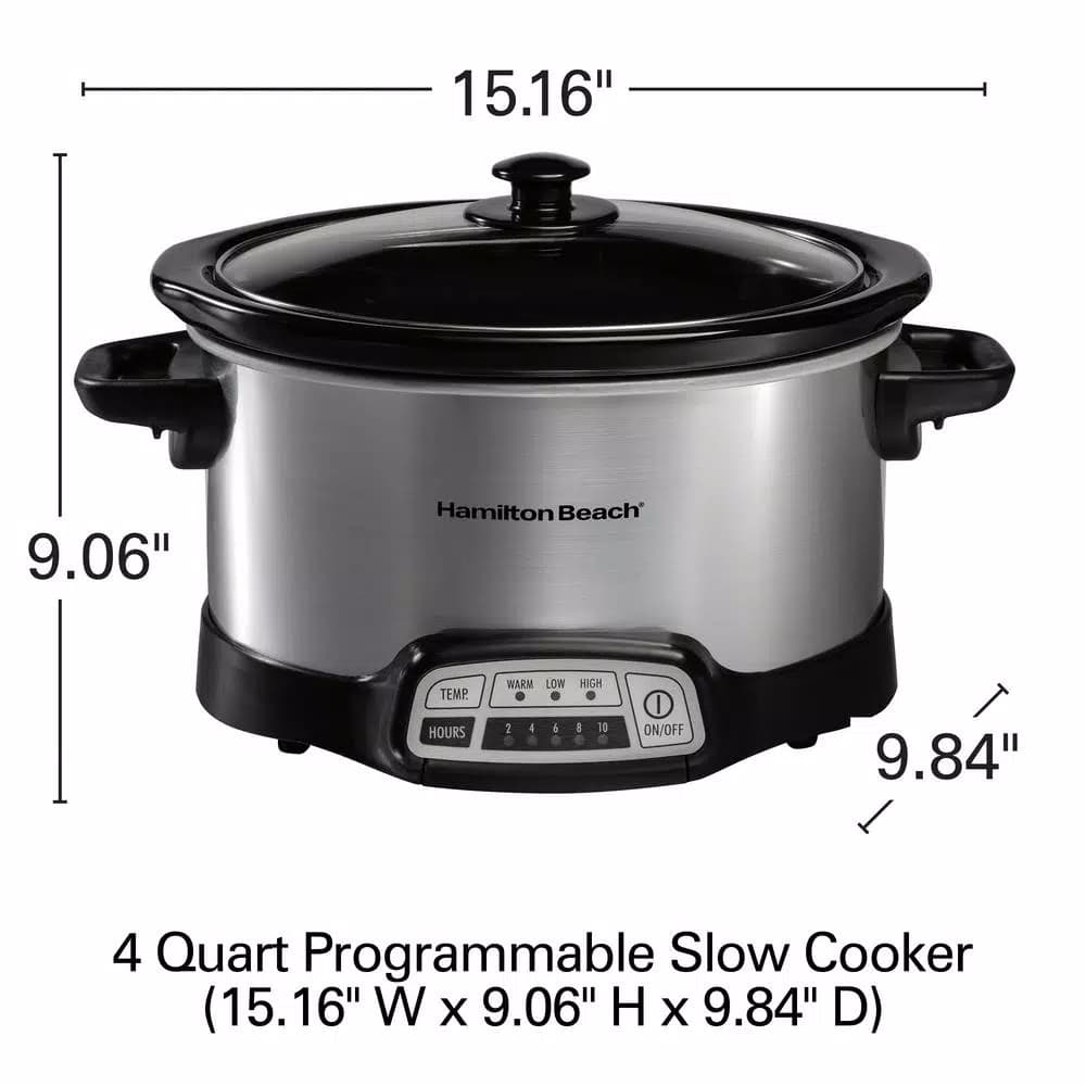 Hamilton Beach 4 Qt. Stainless Steel Programmable Slow Cooker with Built-In Timer