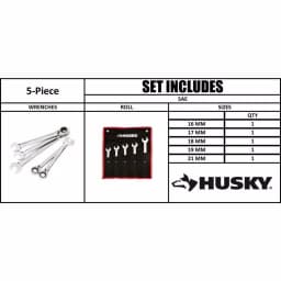 Husky 5-Piece Metric Reversible Ratcheting Wrench Set, Large Sizes thumbnail 9
