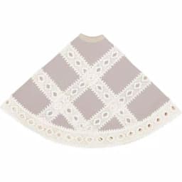 VHC Brands 21 in. Grey Margot Farmhouse Christmas Tree Skirt with Diamond Cut Lace thumbnail 3