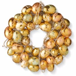 Unbranded 12 in. Gold and Pearl Egg Wreath with Woven Branch and Vine Accents thumbnail 1