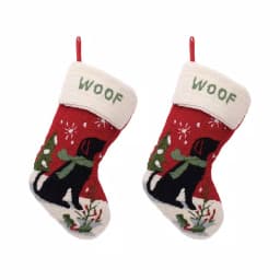 Glitzhome 20 in. Dog Design Hooked Christmas Stockings, Acrylic and Polyester (2-Pack) thumbnail 1