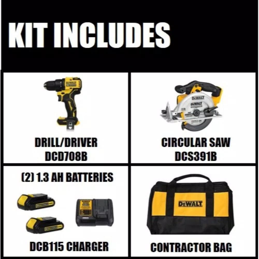 DEWALT 20V MAX ATOMIC Brushless 1/2 in. Drill/Driver and 6-1/2 in. Circular Saw Combo Kit