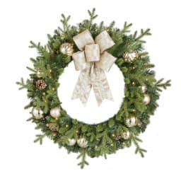 Home Accents Holiday Home Holiday Accents 30 in. St. Germain Pre-Lit LED Artificial Christmas Wreath, Warm White Lights thumbnail 1