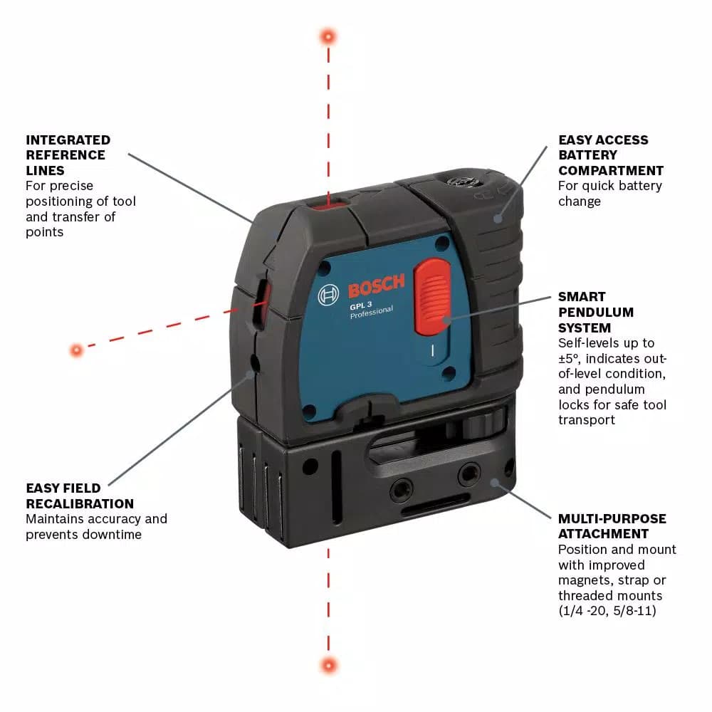 Bosch 100 ft. Self-Leveling 3-Point Laser Level with Mounting Strap and Belt Pouch