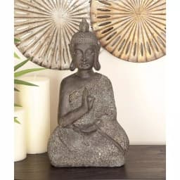 LITTON LANE 17 in. Decorative Meditating Thai Buddha Sculpture - Brown Polystone Statuary thumbnail 1