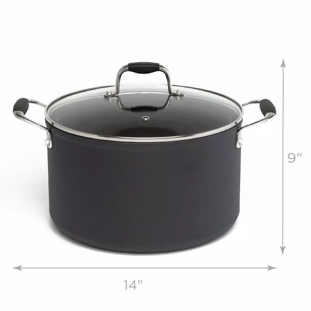 Ecolution Symphony 8 qt. Aluminum Nonstick Stock Pot with Glass Lid, Slate