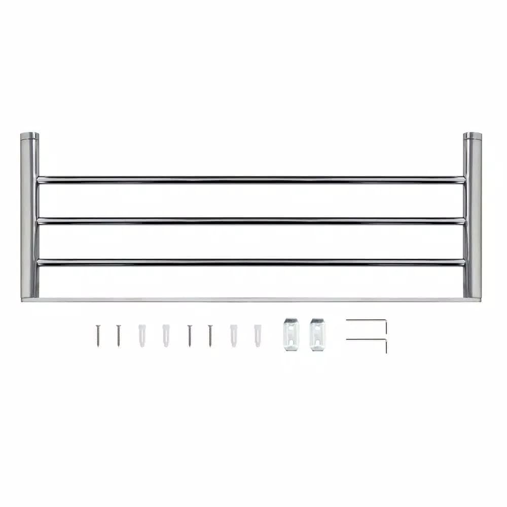 MODONA 24 in. Oval Polished Chrome Towel Rack