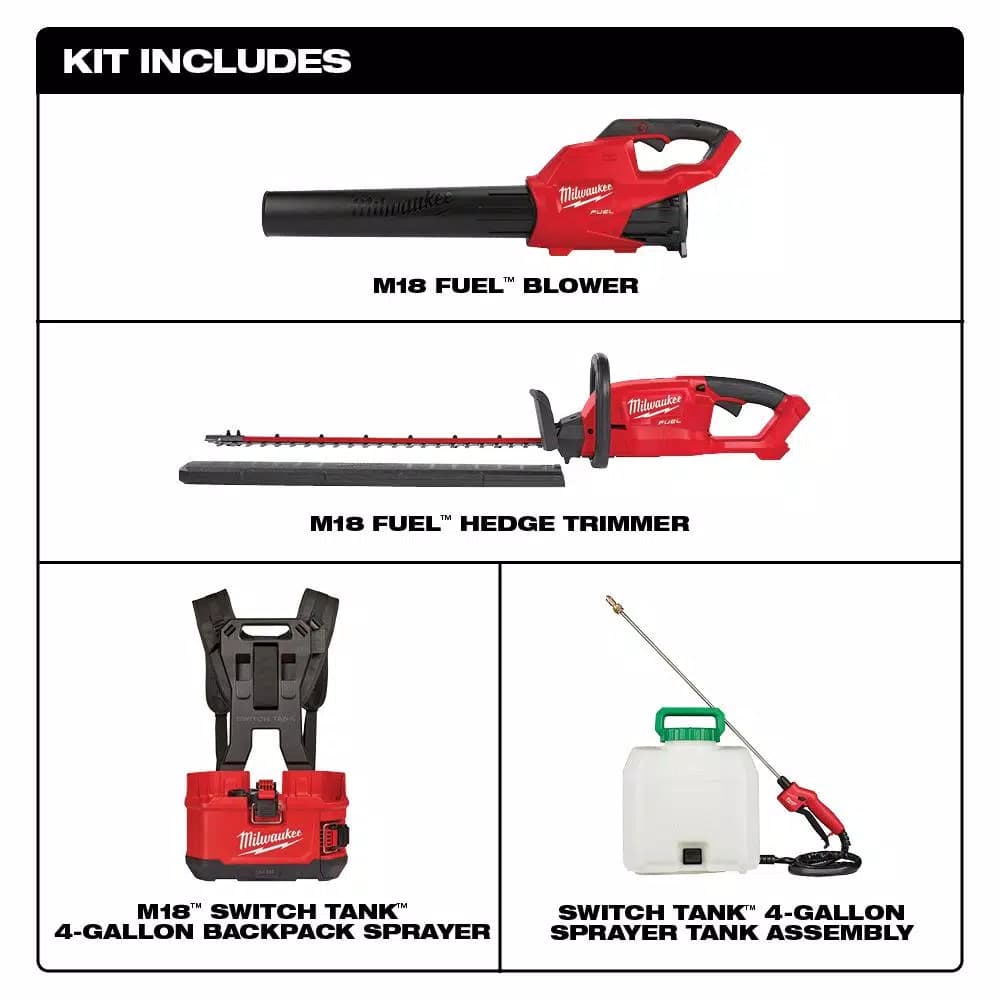 Milwaukee M18 FUEL Blower, Hedge Trimmer & Switch Tank Sprayer 3-Tool Combo Kit (Tool Only)