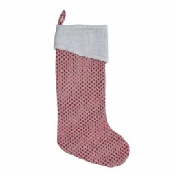 VHC Brands Tannen 20 in. Cotton and Wool Traditional Christmas Stocking - Deep Red and Nickel Grey thumbnail 1