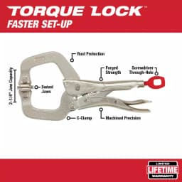 Milwaukee 6 in. TORQUE LOCK Locking C-Clamp with Swivel Jaws thumbnail 2