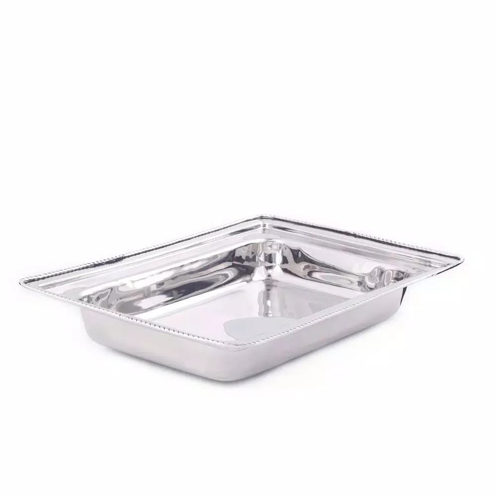 Old Dutch 8 Qt. Rectangular Polished Nickel over Stainless Steel Chafing Dish with Iron Stand