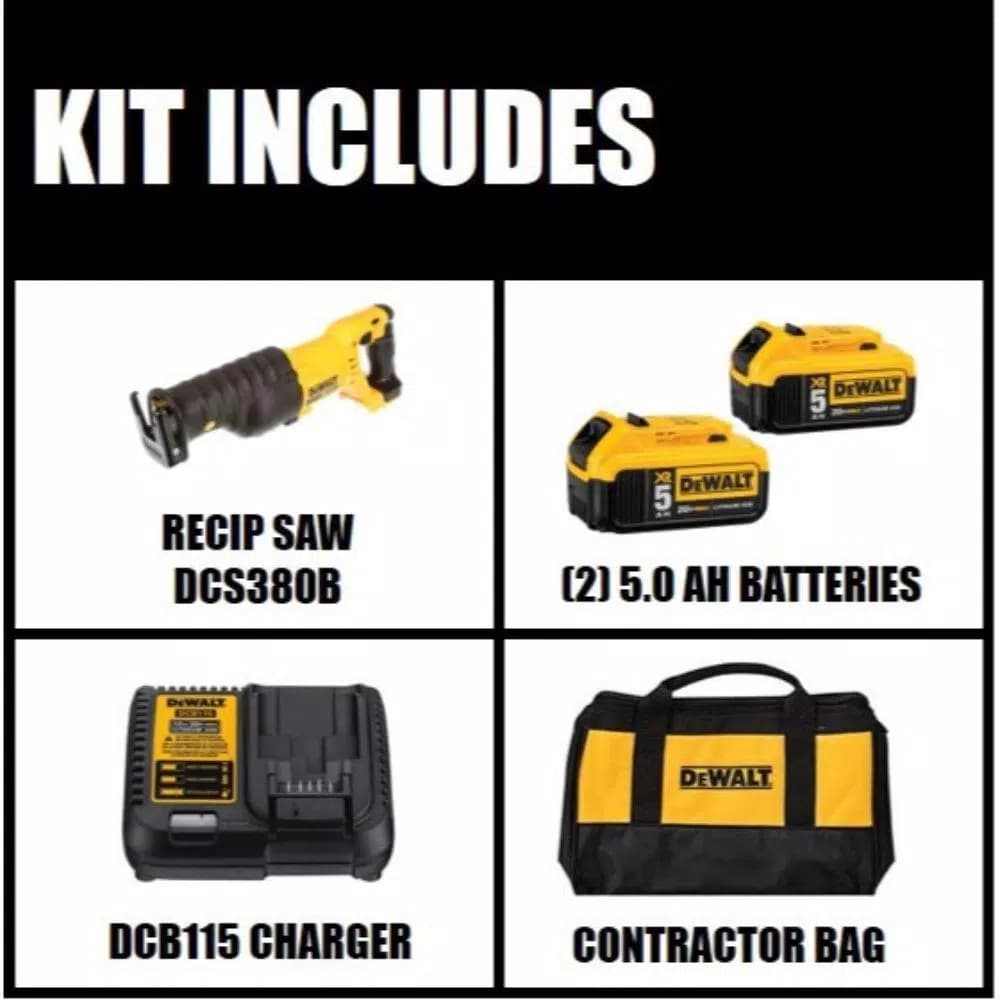 DEWALT 20V MAX Cordless Reciprocating Saw Kit with (2) 5.0 Ah Batteries and Charger