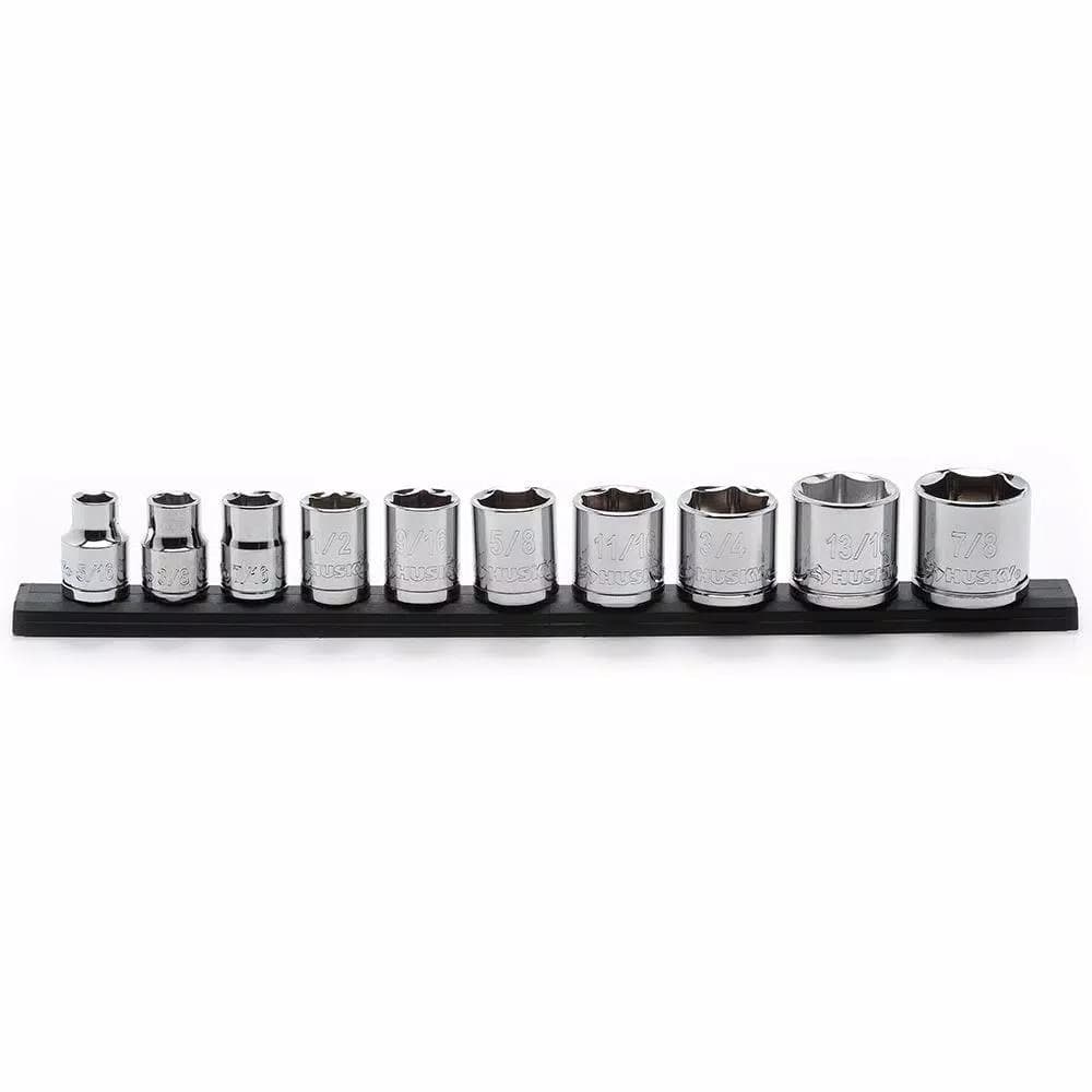 Husky 3/8 in. Drive 10-Piece SAE 6-Point Socket Set