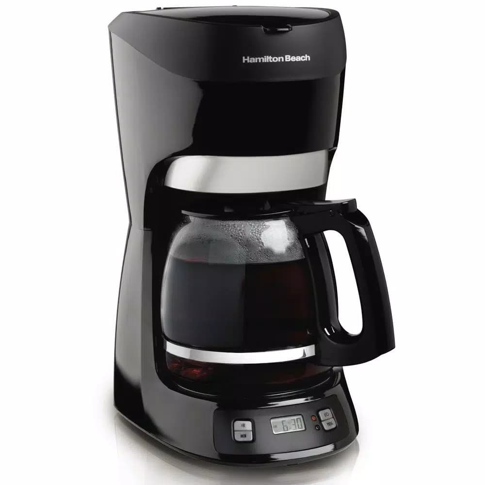 Hamilton Beach 12-Cup Programmable Drip Coffee Maker with Digital Clock, Black