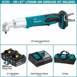 Makita 18V LXT Cordless 3/8 in. Angle Impact Wrench Kit with 2 Batteries and Charger thumbnail 2