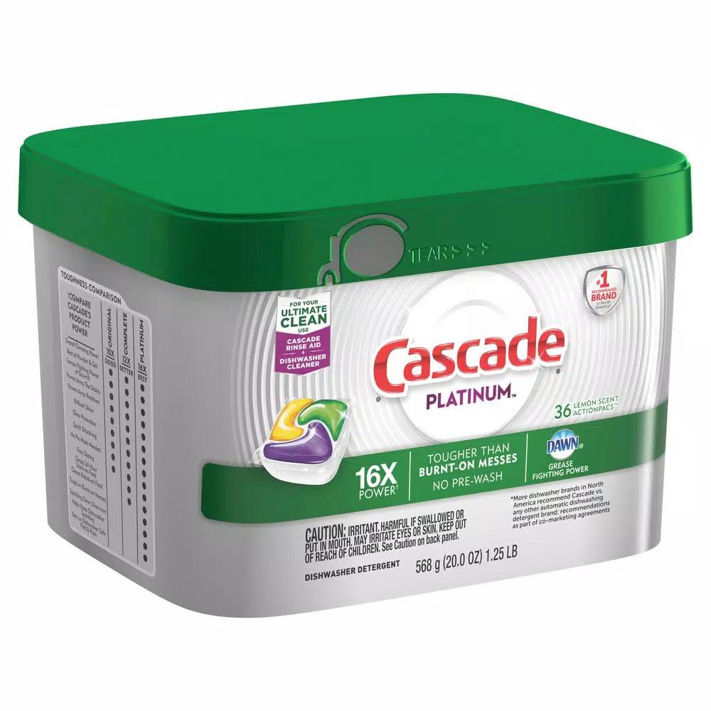 Cascade Platinum ActionPacs Lemon Dishwasher Detergent, 36-Count (6-Pack)