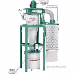 Grizzly Industrial 3 HP Cyclone Dust Collector with 55 Gal. Steel Drum and BIA Certified Filter thumbnail 3