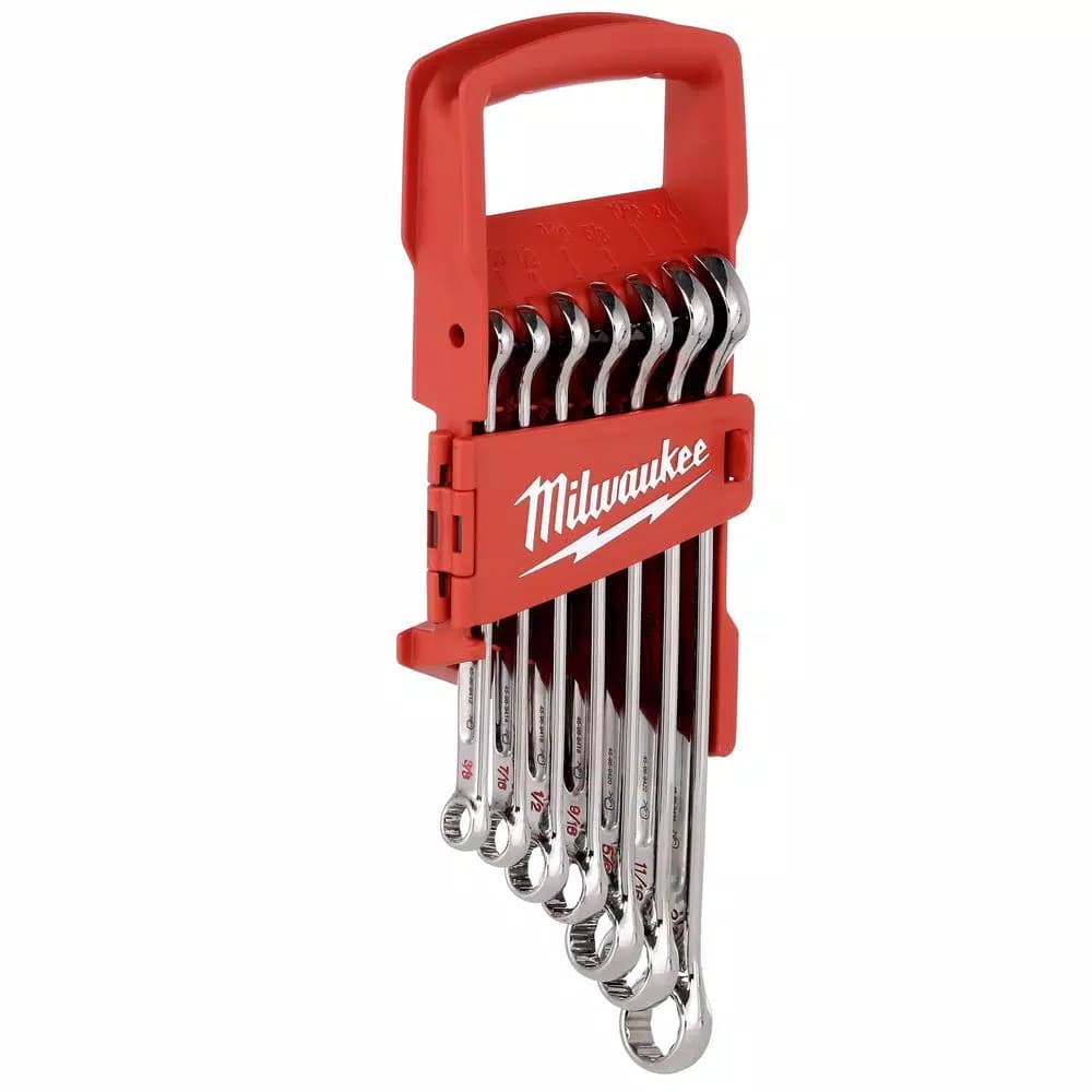 Milwaukee 7-Piece SAE Combination Wrench Set with Max Bite Open-End Grip