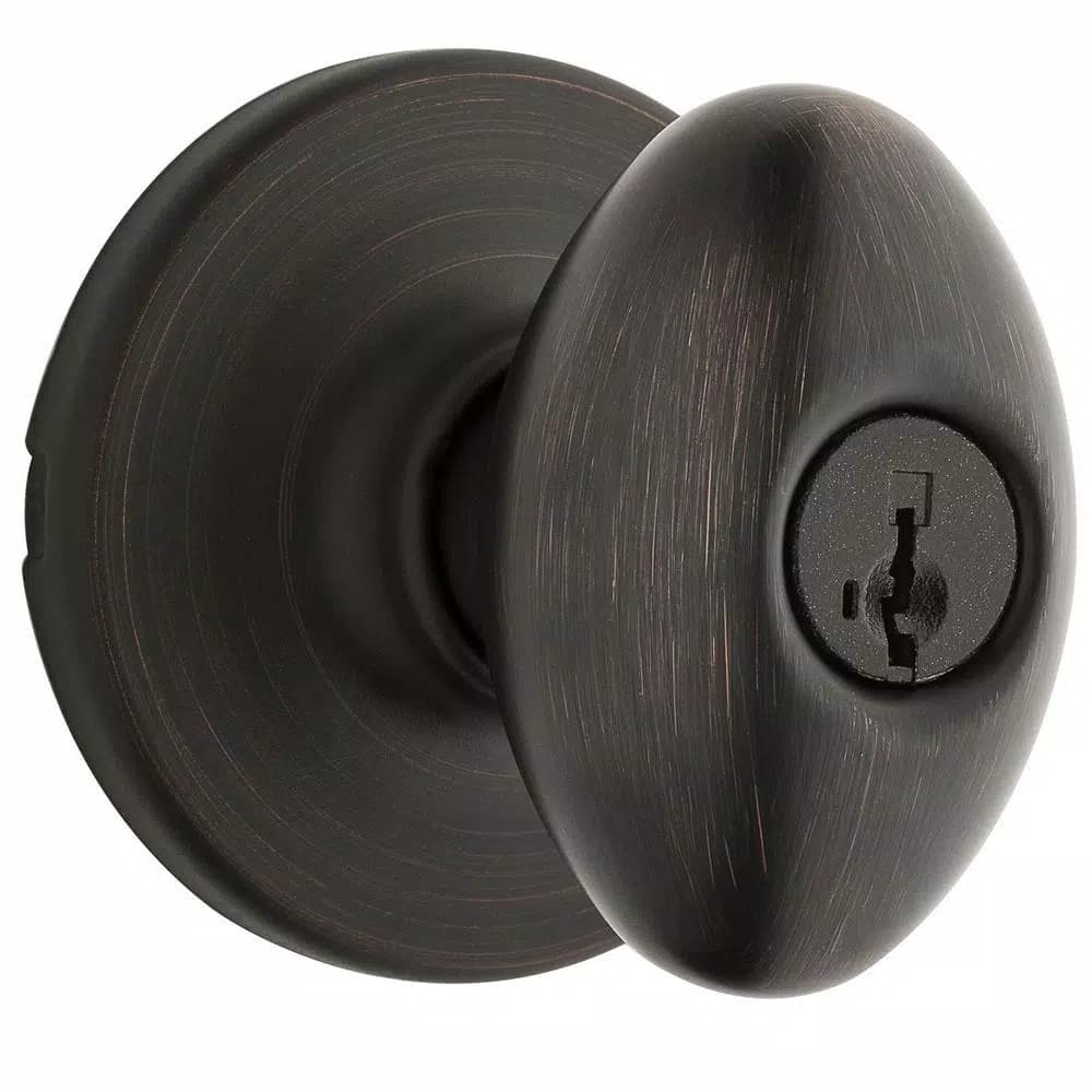 Kwikset Aliso Keyed Entry Door Knob, Venetian Bronze, SmartKey Security