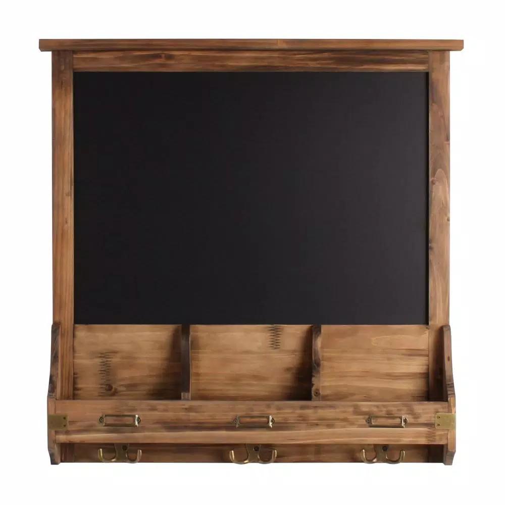 Kate and Laurel Stallard Rustic Brown Multi-Function Chalkboard Memo Board with Hooks and Pockets