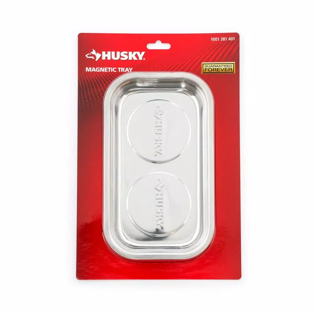 Husky Magnetic Parts Tray, 9 in. x 5 in. Stainless Steel Tool Organizer