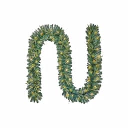 Home Accents Holiday 12 ft. Noble Fir Pre-Lit LED Christmas Garland with Timer, Warm White Micro Dot Lights thumbnail 1