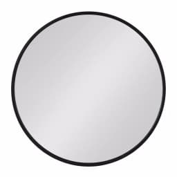 Kate and Laurel Black Contemporary Round Wood Framed Accent Mirror, 25.59 in. thumbnail 2