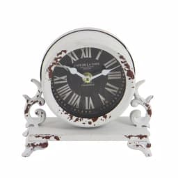 LITTON LANE 7 in. Burgundy Red and Mint Green Round Table Clocks with Scrollwork Base, Set of 2 thumbnail 7