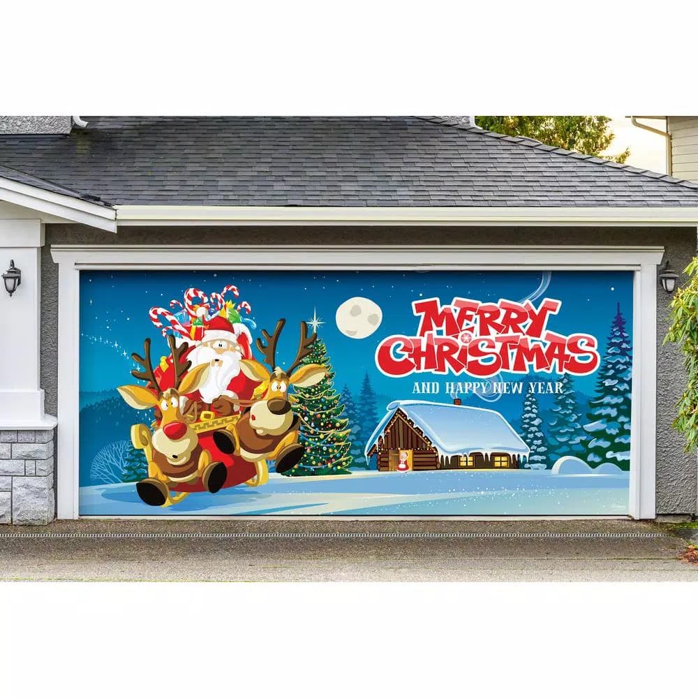 My Door Decor Santa's Take Off 7 ft. x 16 ft. Christmas Garage Door Decor Mural for Double Car Garage
