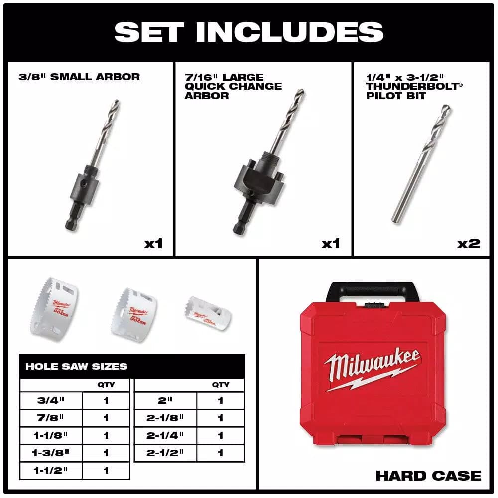 Milwaukee Hole Dozer Bi-Metal Hole Saw Kit, 16-Piece