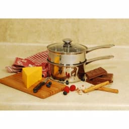 ExcelSteel 3-Piece 2.5 Qt Stainless Steel Double Boiler Set with Tempered Glass Lid thumbnail 3