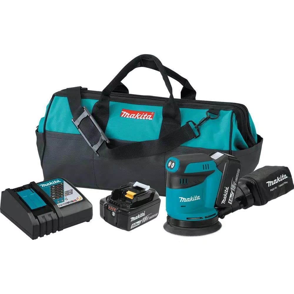 Makita 18V LXT Lithium-Ion 5 in. Random Orbit Sander Kit with 5.0Ah Battery and Charger