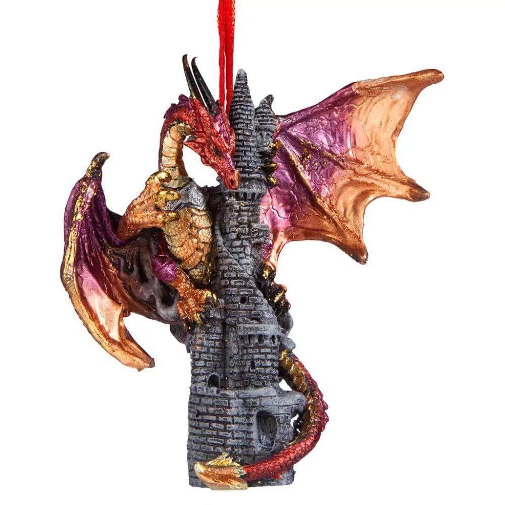 Design Toscano Zanzibar Gothic Dragon Holiday Ornament, 4.5 in. Hand-Painted Resin