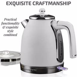 Ovente KS777 1.7L Electric Kettle, 1500W Stainless Steel Water Boiler with Auto Shut-Off and Removable Filter, White thumbnail 3