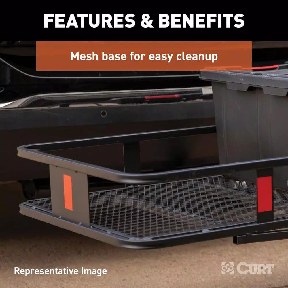 CURT 60" x 24" Black Steel Basket Cargo Carrier, 2" Fixed Shank, 500 lb. Capacity