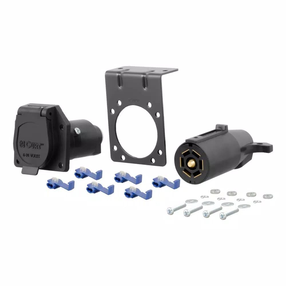 CURT 7-Way RV Blade Connector Plug & Socket Kit with Hardware