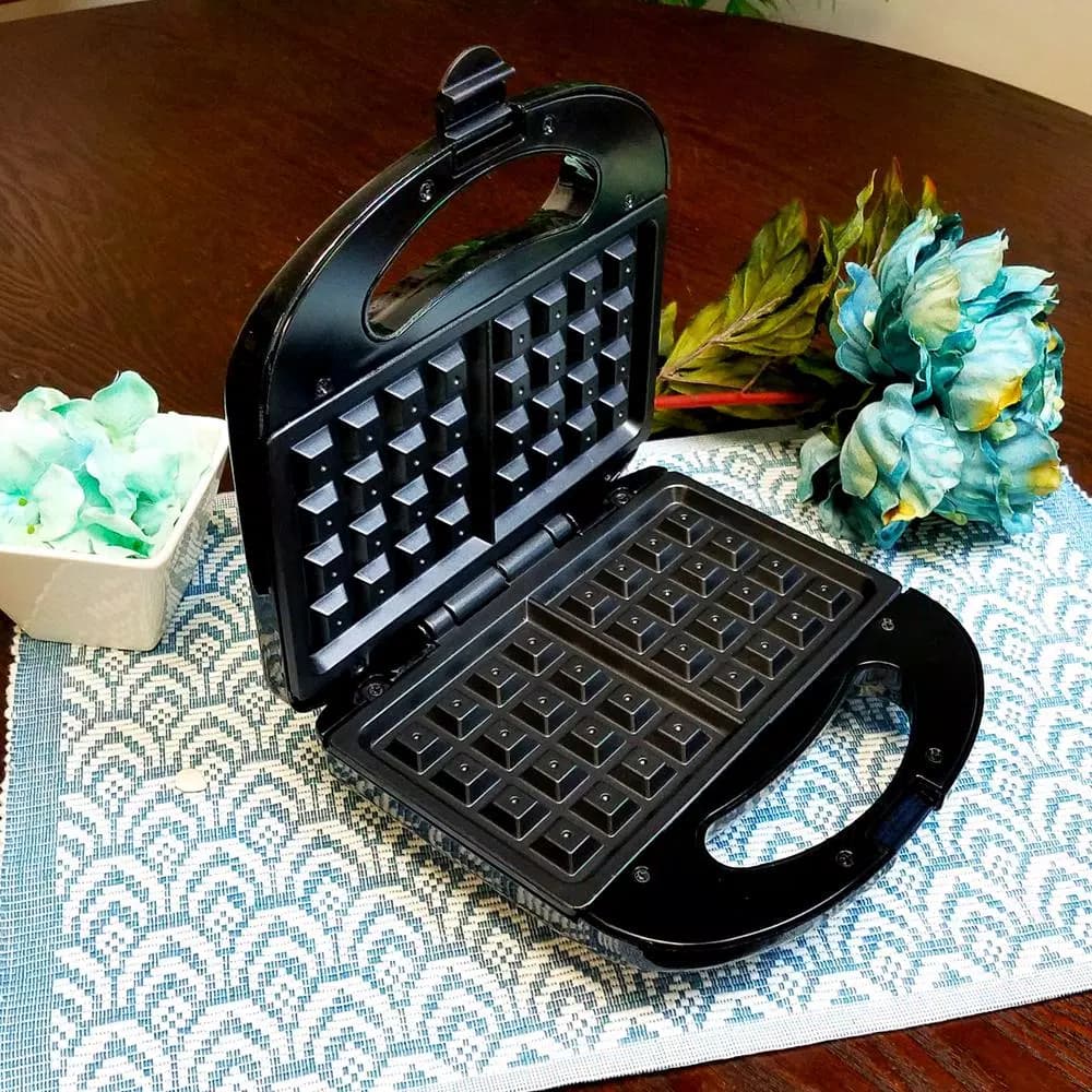Better Chef Black Belgian Waffle Maker, 750W Non-Stick Waffle Iron