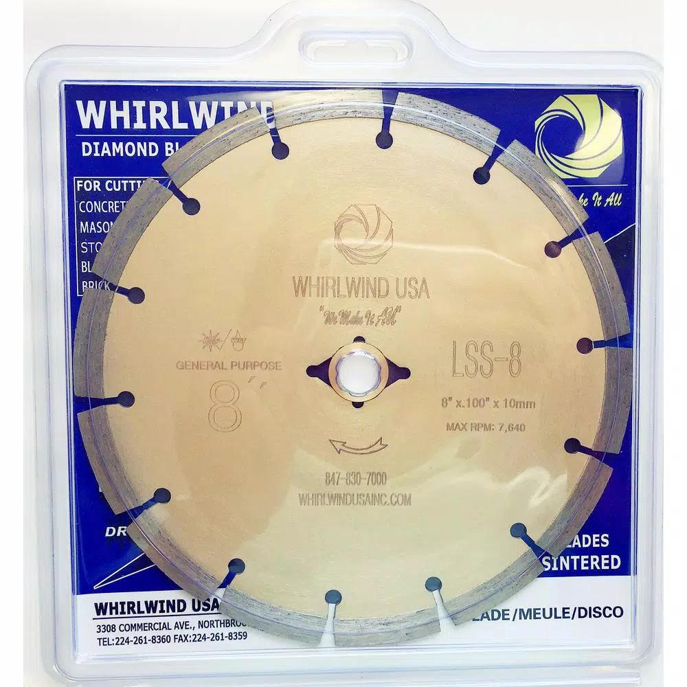 Whirlwind USA 8 in. Segmented Diamond Saw Blade for Concrete, Stone, Brick, and Masonry