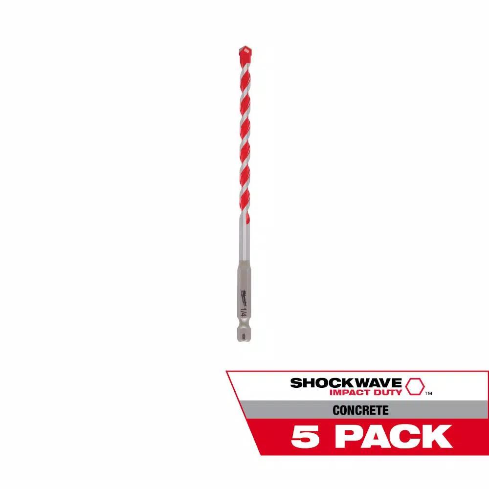 Milwaukee SHOCKWAVE 1/4 in. Carbide Hammer Drill Bits, 5-Pack