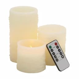 LITTON LANE Ivory Wax Flameless Pillar Candle Set of 3 with Remote Control and Timer thumbnail 1