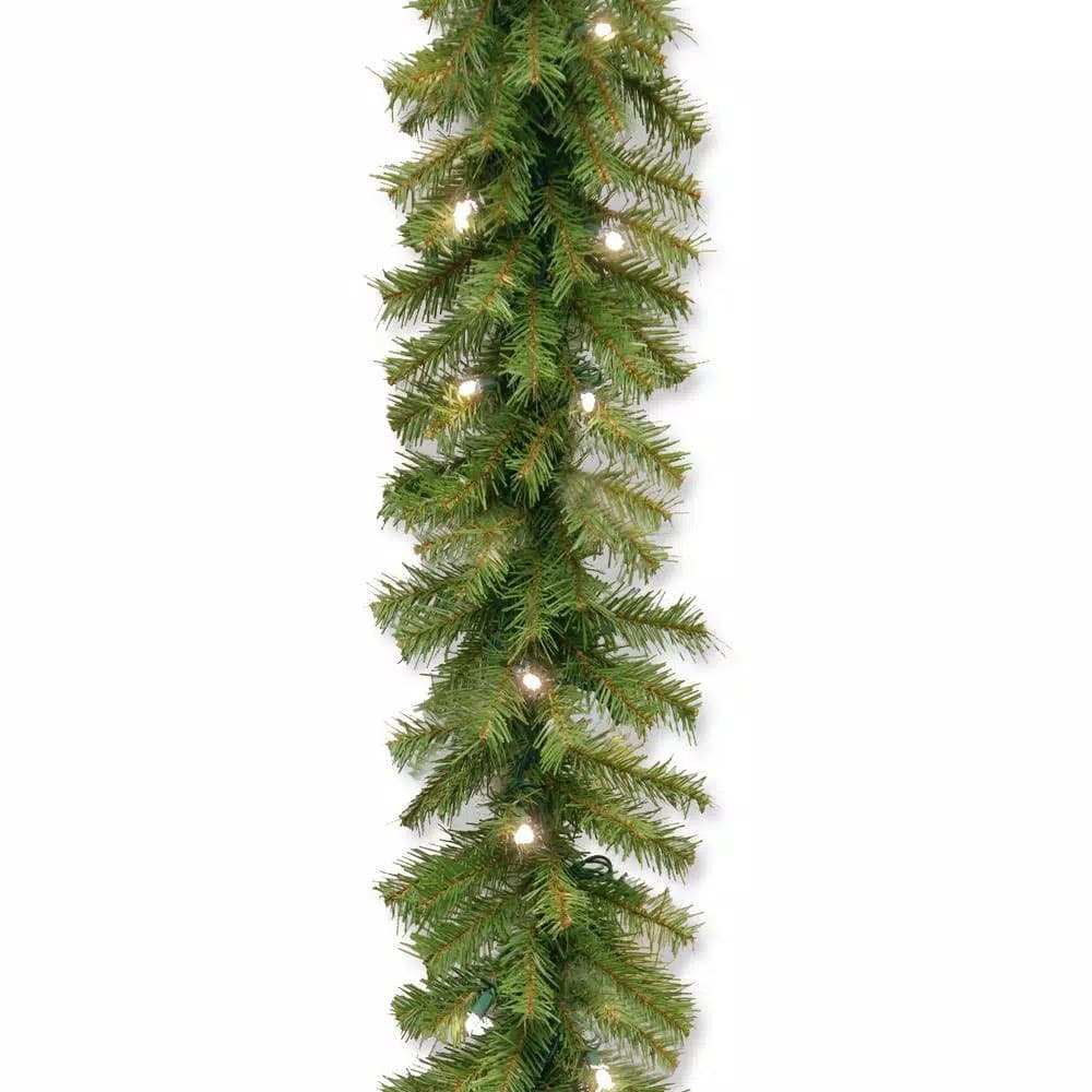 Unbranded Norwood Fir 9 ft. Artificial Garland with 50 Warm White LED Lights, Battery Operated