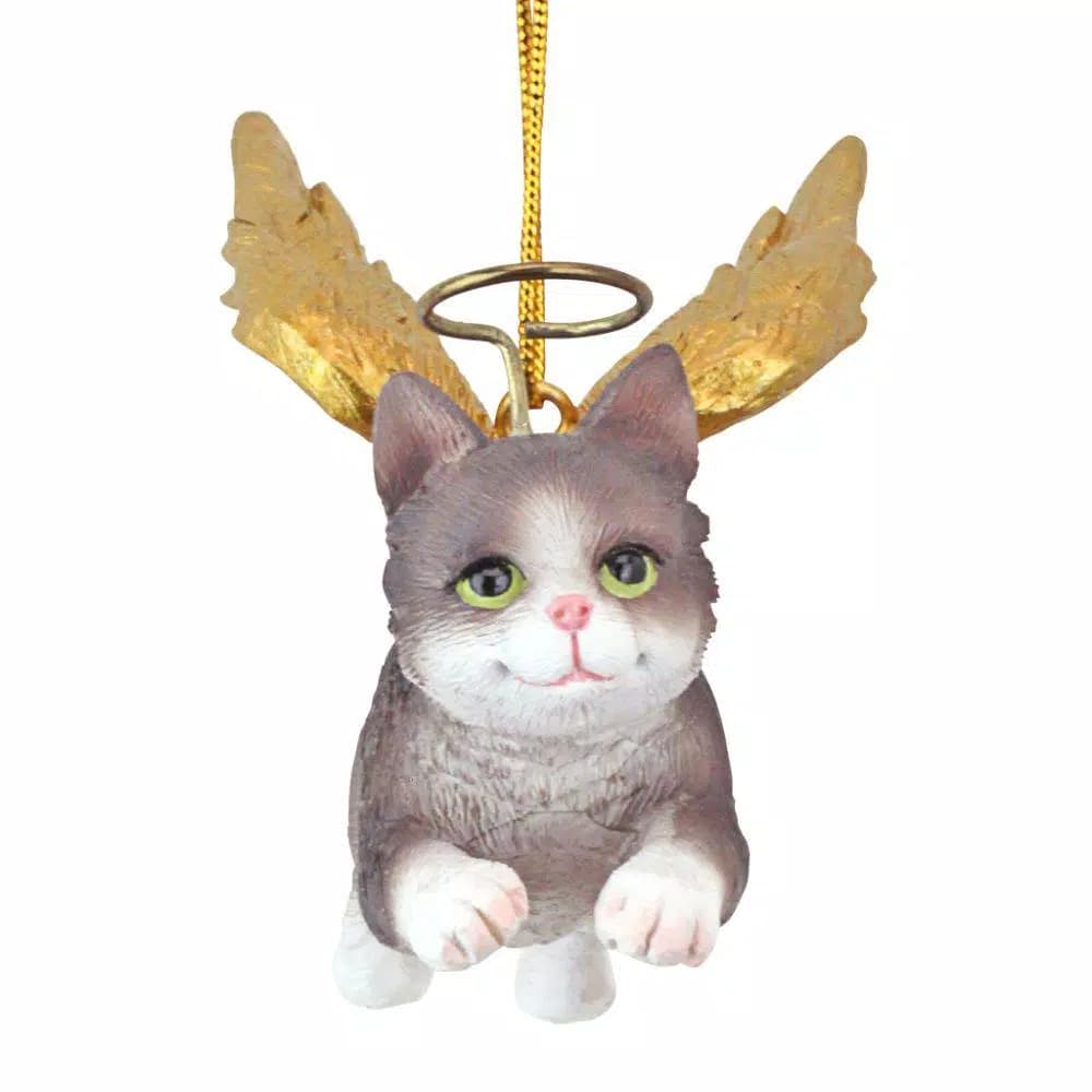 Design Toscano Honor the Feline Grey Tabby Angel Cat Christmas Ornament