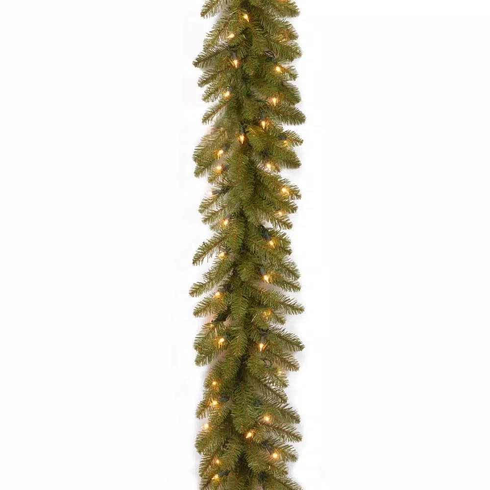 National Tree Company 9 ft. Pre-Lit Dunhill Fir Artificial Garland with 100 Clear Incandescent Lights