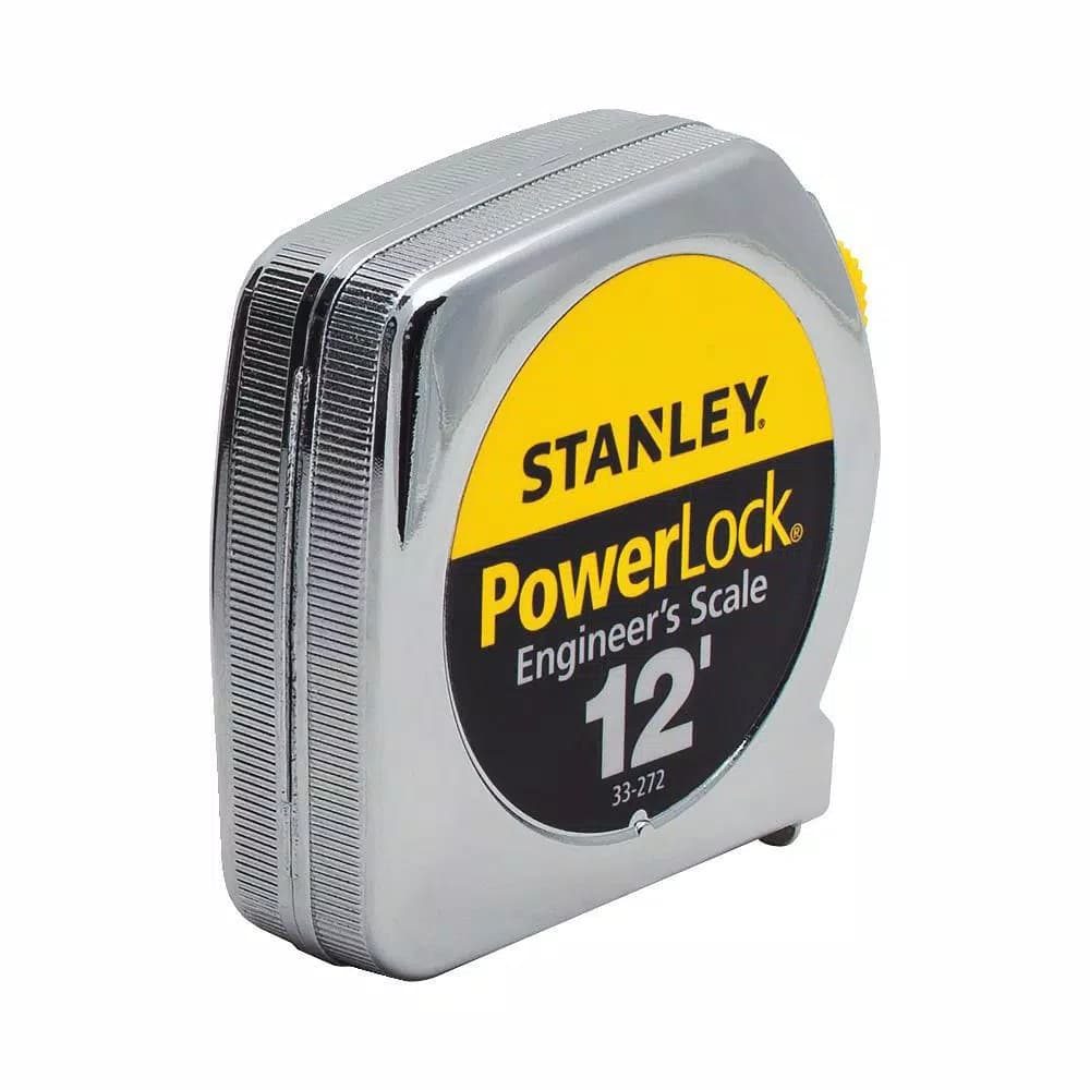 Stanley PowerLock 12 ft. Tape Measure with Decimal Scale and Die-Cast Metal Case